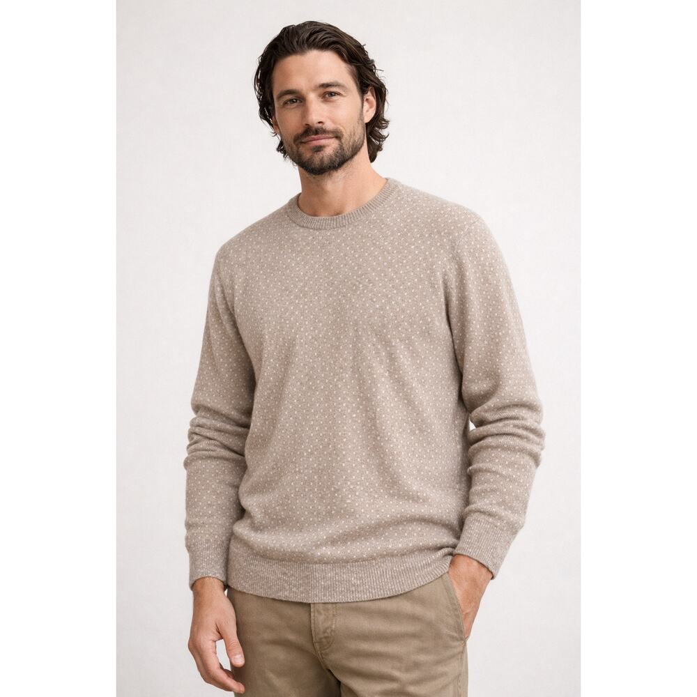 K+J Wool Cashmere Blend Knit Crewneck Sweater Brown Neutral office wear XXL - Picture 1 of 6